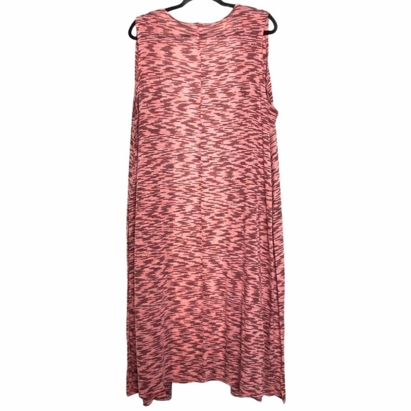 LULAROE Joy Duster Vest In Coral Pink, White & Gray Heathered Knit - Size Large - Picture 2 of 6